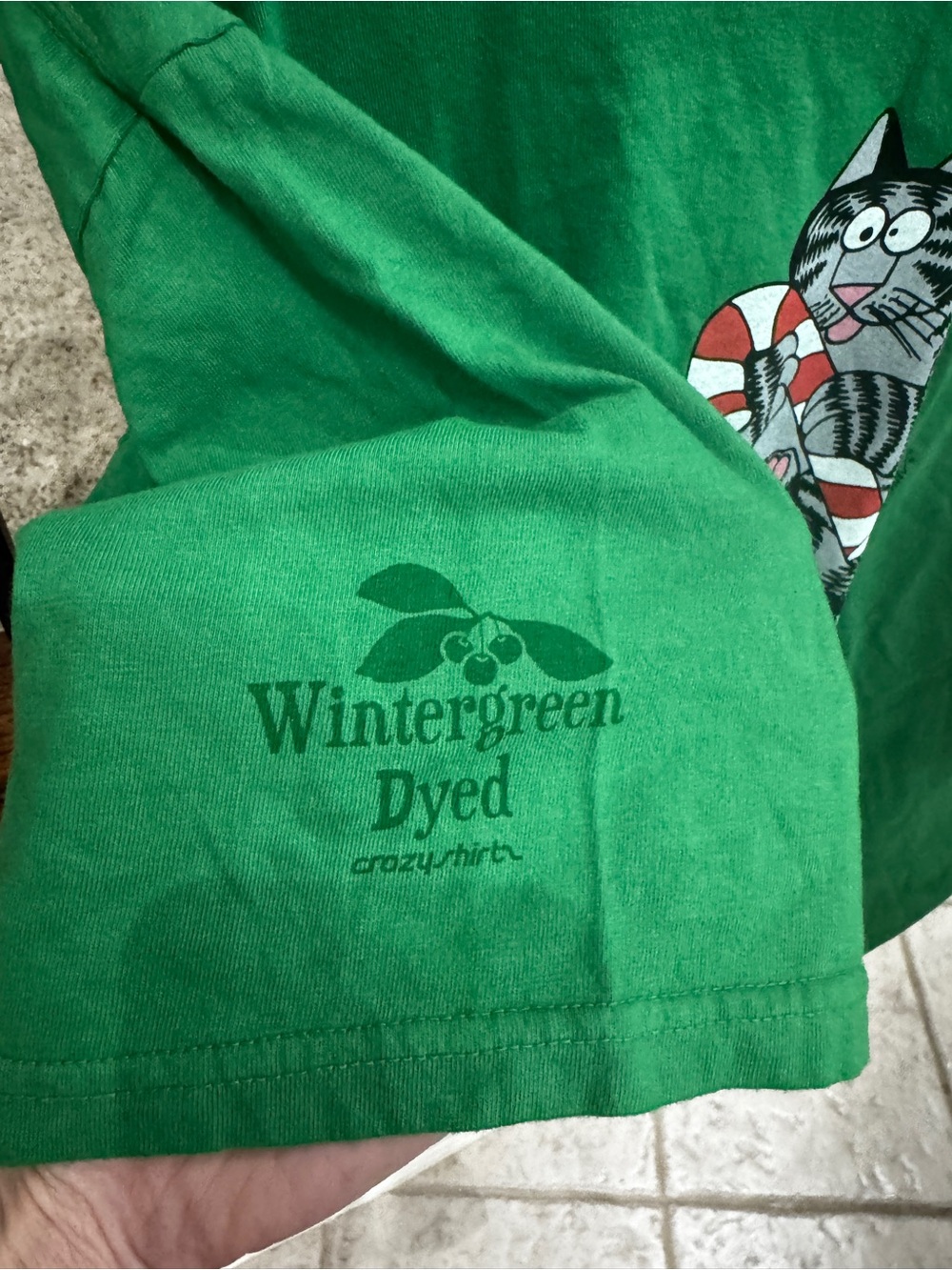 New B. Kliban Christmas Cat Candy Cane Crazy Shirts Hawaii Tee Wintergreen Dyed - Picture 6 of 11